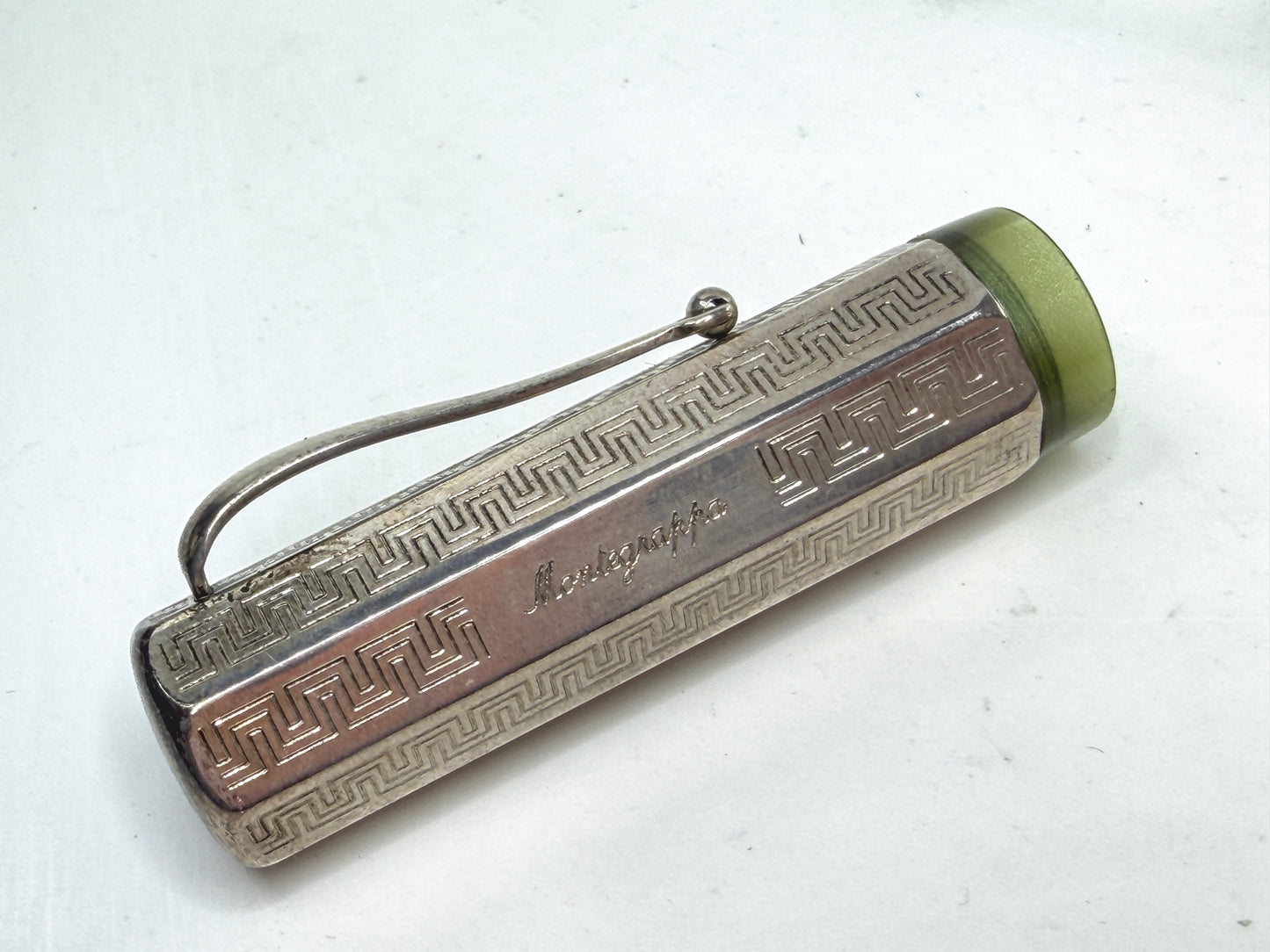 Vintage Montegrappa Privilege Deco Sterling Silver Ballpoint Pen SS301