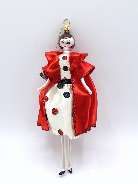 De Carlini Neiman Marcus Piper in Red Gown Christmas Ornament XN41