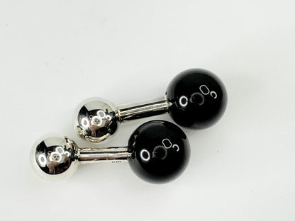 Tiffany & Co Sterling Silver Black Onyx Gemstone Barbell Cufflink JR9471