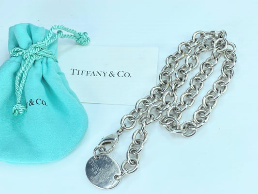 Tiffany & Co. Return to Tiffany Oval Tag Necklace Sterling Silver w/pouch