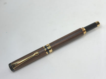 Vintage Rosewood Fountain Pen Iridium Point Germany Gold Trim Hardware SS269