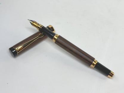Vintage Rosewood Fountain Pen Iridium Point Germany Gold Trim Hardware SS269