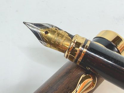 Vintage Rosewood Fountain Pen Iridium Point Germany Gold Trim Hardware SS269
