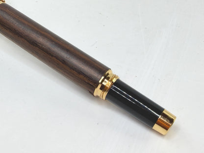 Vintage Rosewood Fountain Pen Iridium Point Germany Gold Trim Hardware SS269