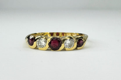 18K gold 0.42ct natural ruby Diamond ring 2.1g s6.5 JR9484