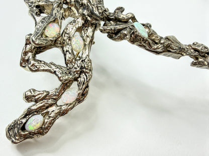 Studio Modernist Sterling Natural Opal Sculptural Collar Necklace 188g 17"JR2211
