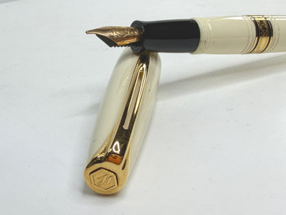 Vintage Waterman Charleston Ivory Gold Trim Fountain Pen 18K Nib SS270