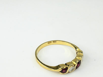 18K gold 0.42ct natural ruby Diamond ring 2.1g s6.5 JR9484