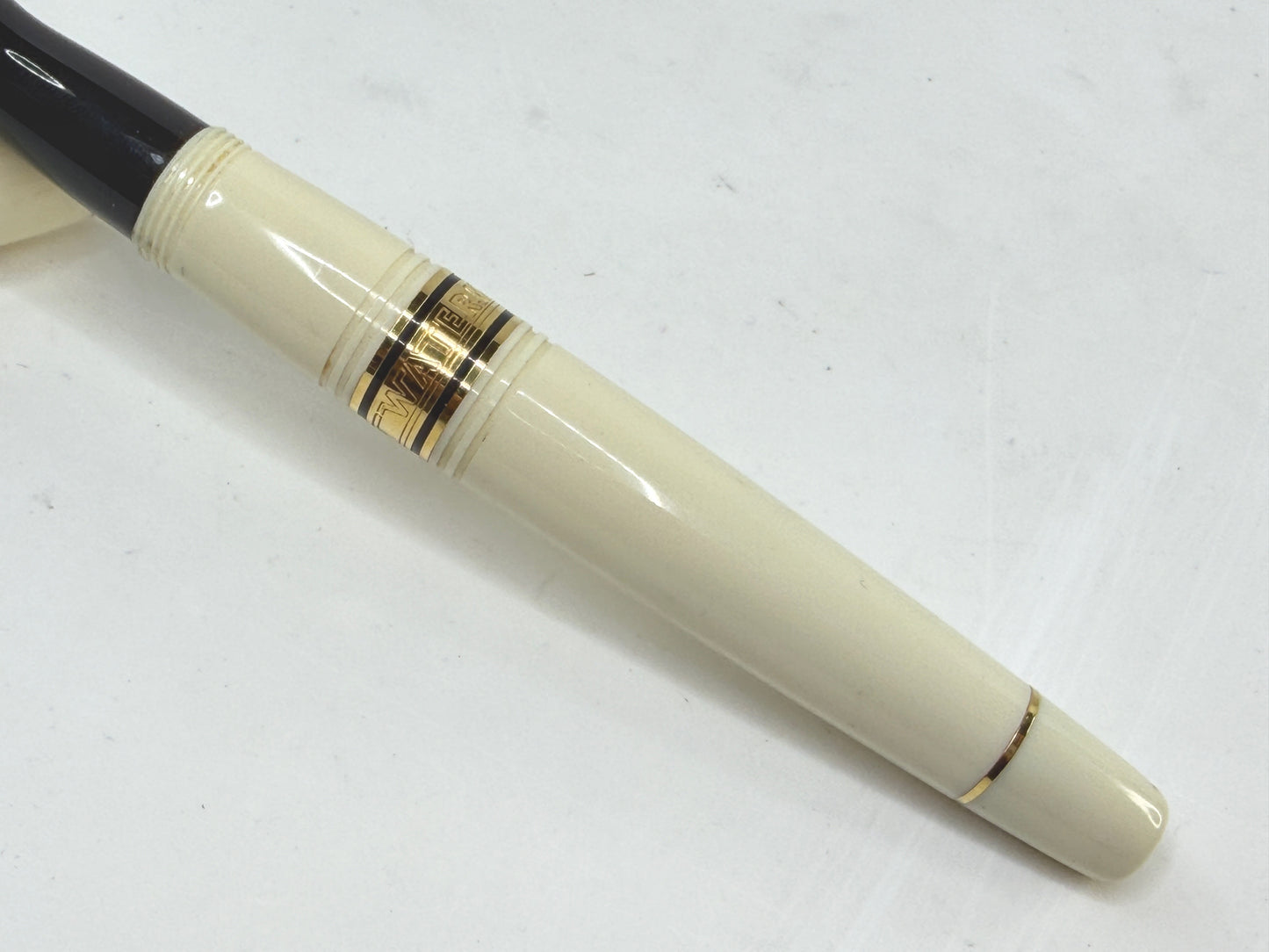 Vintage Waterman Charleston Ivory Gold Trim Fountain Pen 18K Nib SS270