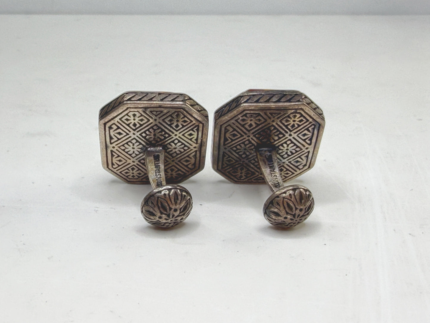 Vintage Sterling Carnelian Intaglio Cross Cufflinks Kunstang Gilt SS271