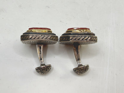 Vintage Sterling Carnelian Intaglio Cross Cufflinks Kunstang Gilt SS271