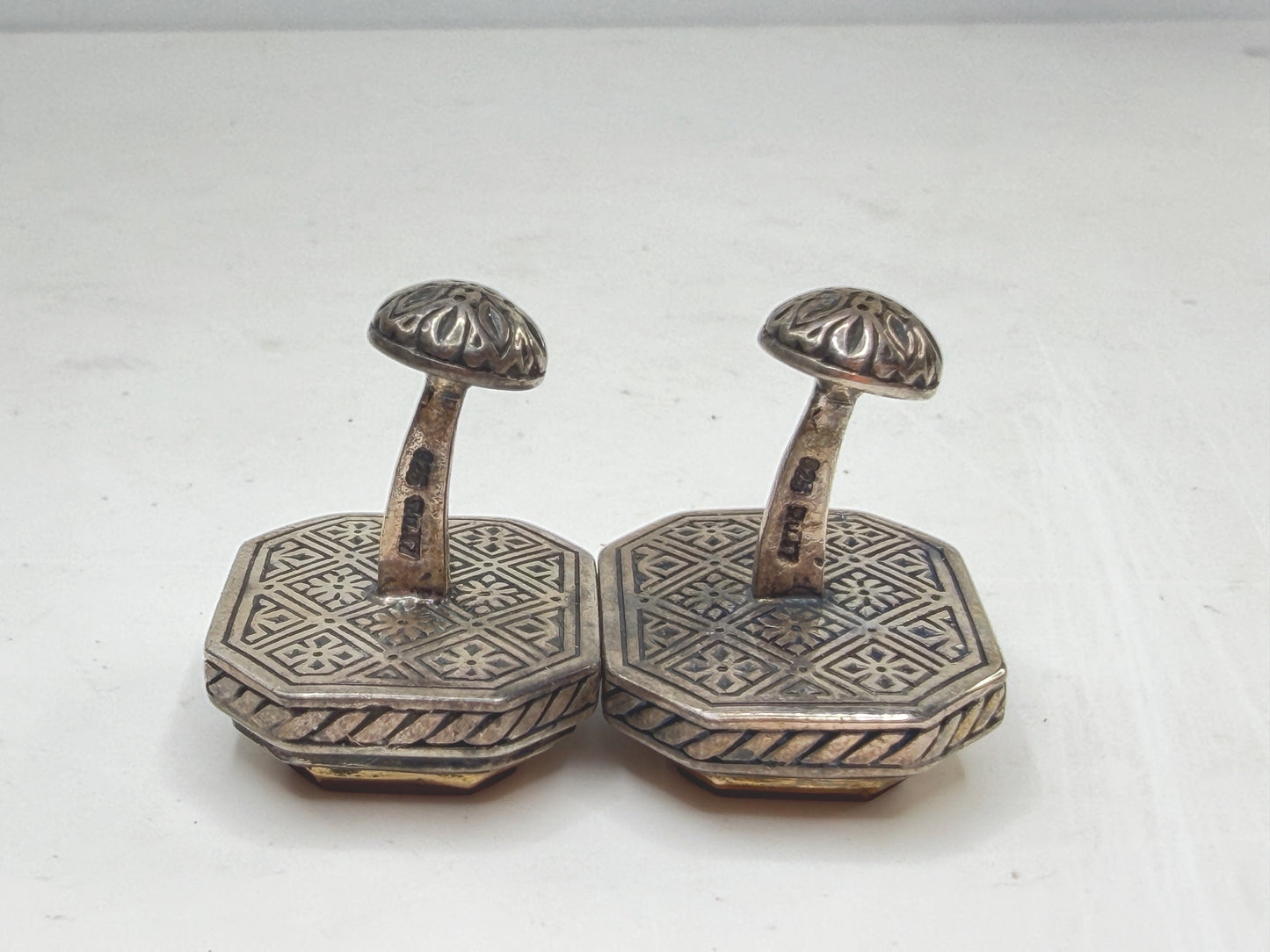 Vintage Sterling Carnelian Intaglio Cross Cufflinks Kunstang Gilt SS271
