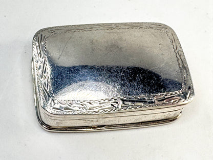 Vintage Sterling Silver Engine Turned Rectangular Pill Box 40x26x12mm 16g SS355