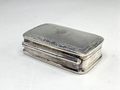 Vintage Sterling Silver Engine Turned Rectangular Pill Box 40x26x12mm 16g SS355