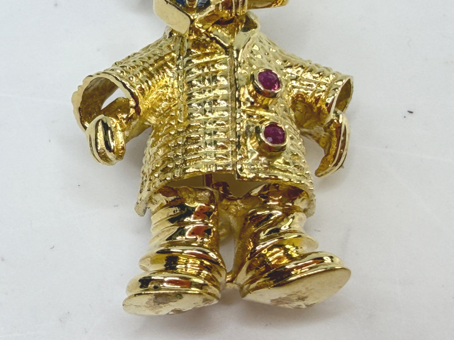 Vintage 18K Yellow Gold Multi-Stone Figural Clown Brooch Jewelry JR1487