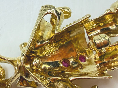 Vintage 18K Yellow Gold Multi-Stone Figural Clown Brooch Jewelry JR1487
