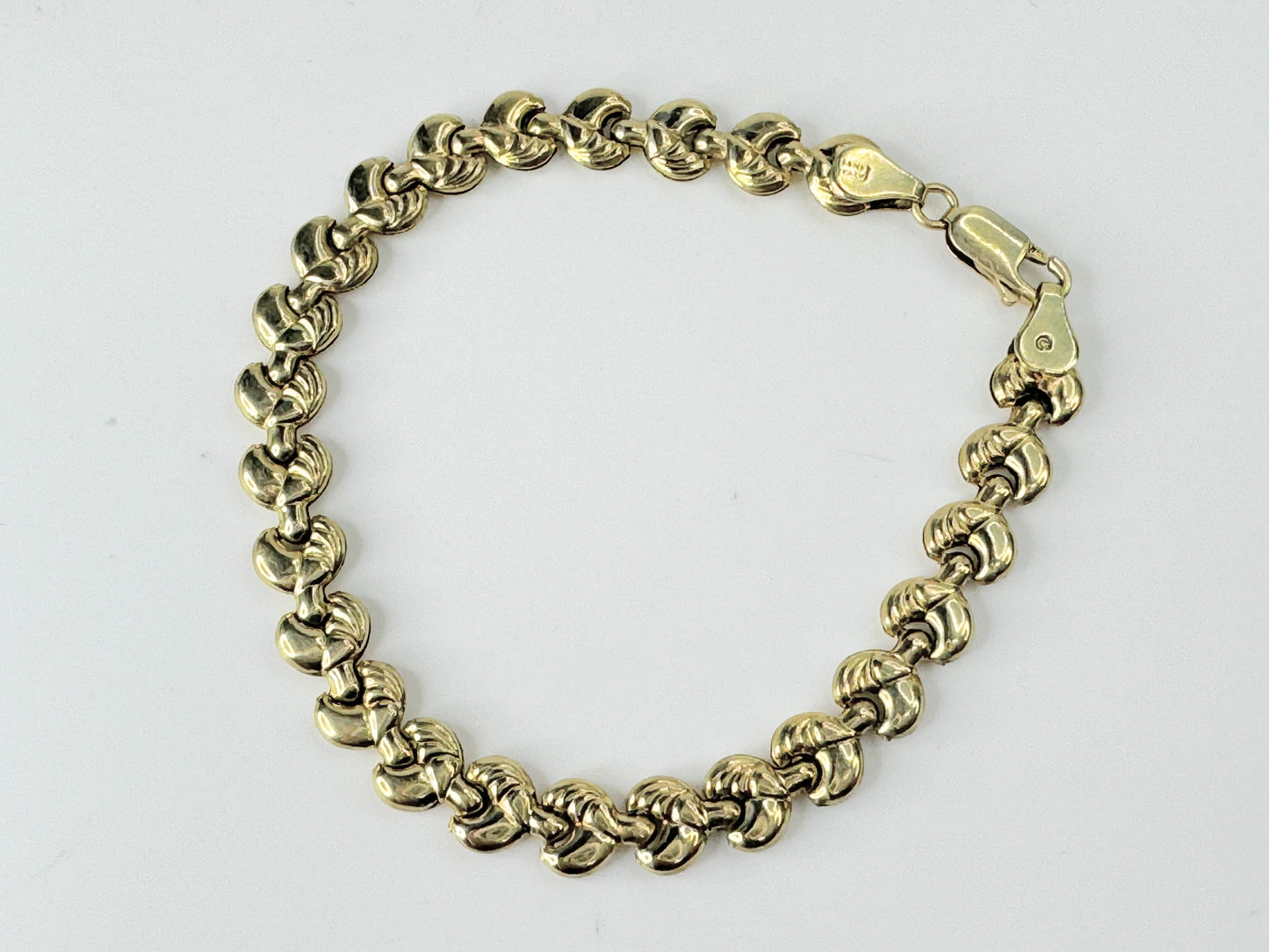 Italy 14k Yellow Gold Stampato Link Bracelet 7.6g 7.5" JR9479