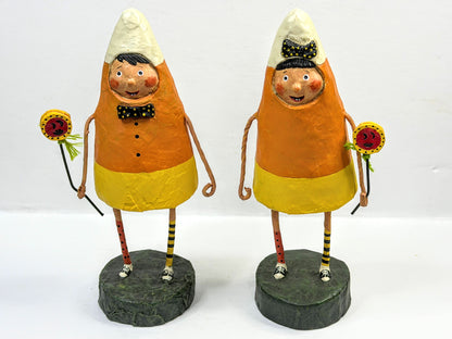 Lori Mitchell Corny & Candie Retired Halloween Candy Corn Pair Boxed A1314