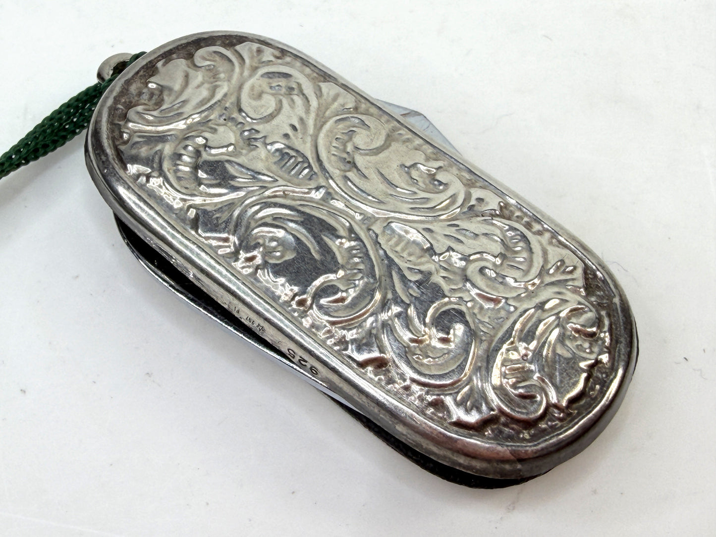 Vintage Italian Sterling Silver Pocket Knife Engraved 925 2in SS273