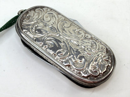 Vintage Italian Sterling Silver Pocket Knife Engraved 925 2in SS273