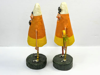 Lori Mitchell Corny & Candie Retired Halloween Candy Corn Pair Boxed A1314
