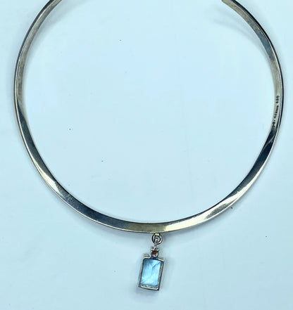 Sterling silver 925 Swiss Blue Topaz Garnet collar necklace JR9251