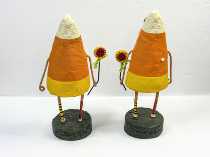 Lori Mitchell Corny & Candie Retired Halloween Candy Corn Pair Boxed A1314