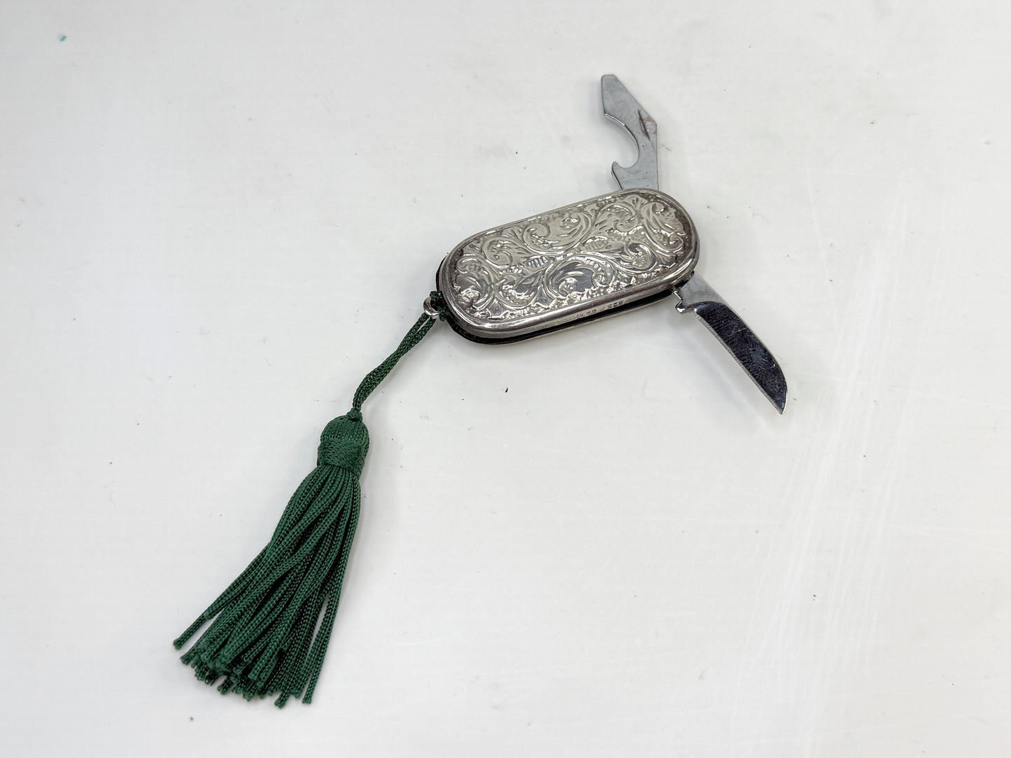 Vintage Italian Sterling Silver Pocket Knife Engraved 925 2in SS273