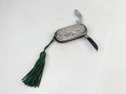 Vintage Italian Sterling Silver Pocket Knife Engraved 925 2in SS273