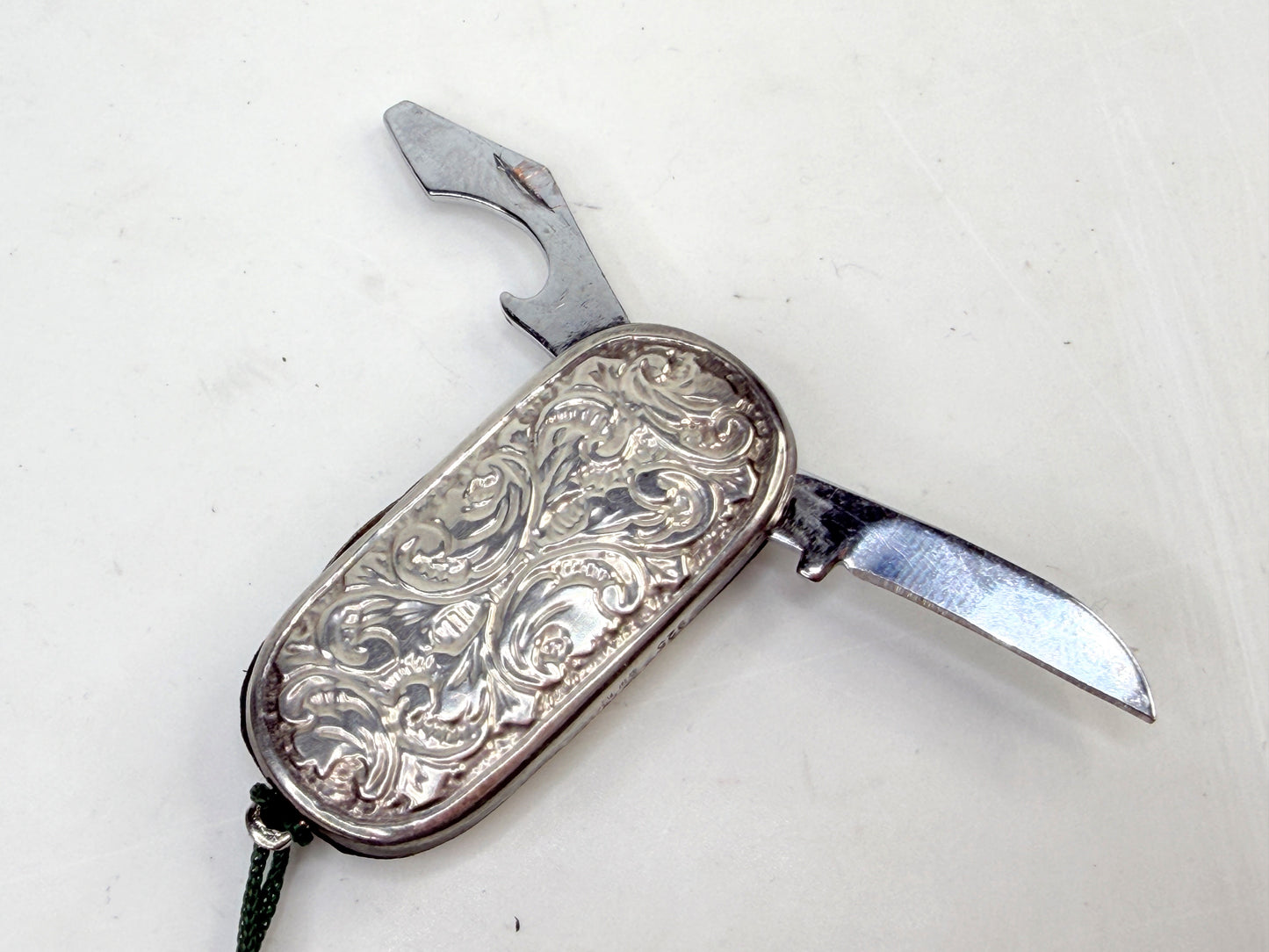 Vintage Italian Sterling Silver Pocket Knife Engraved 925 2in SS273
