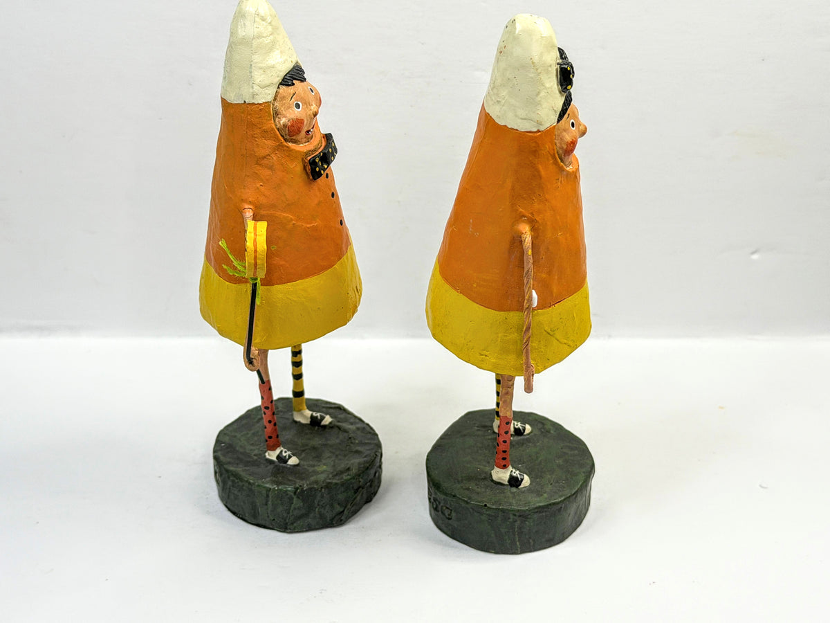 Lori Mitchell Corny & Candie Retired Halloween Candy Corn Pair Boxed A1314