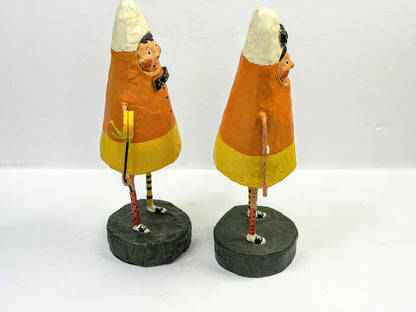 Lori Mitchell Corny & Candie Retired Halloween Candy Corn Pair Boxed A1314