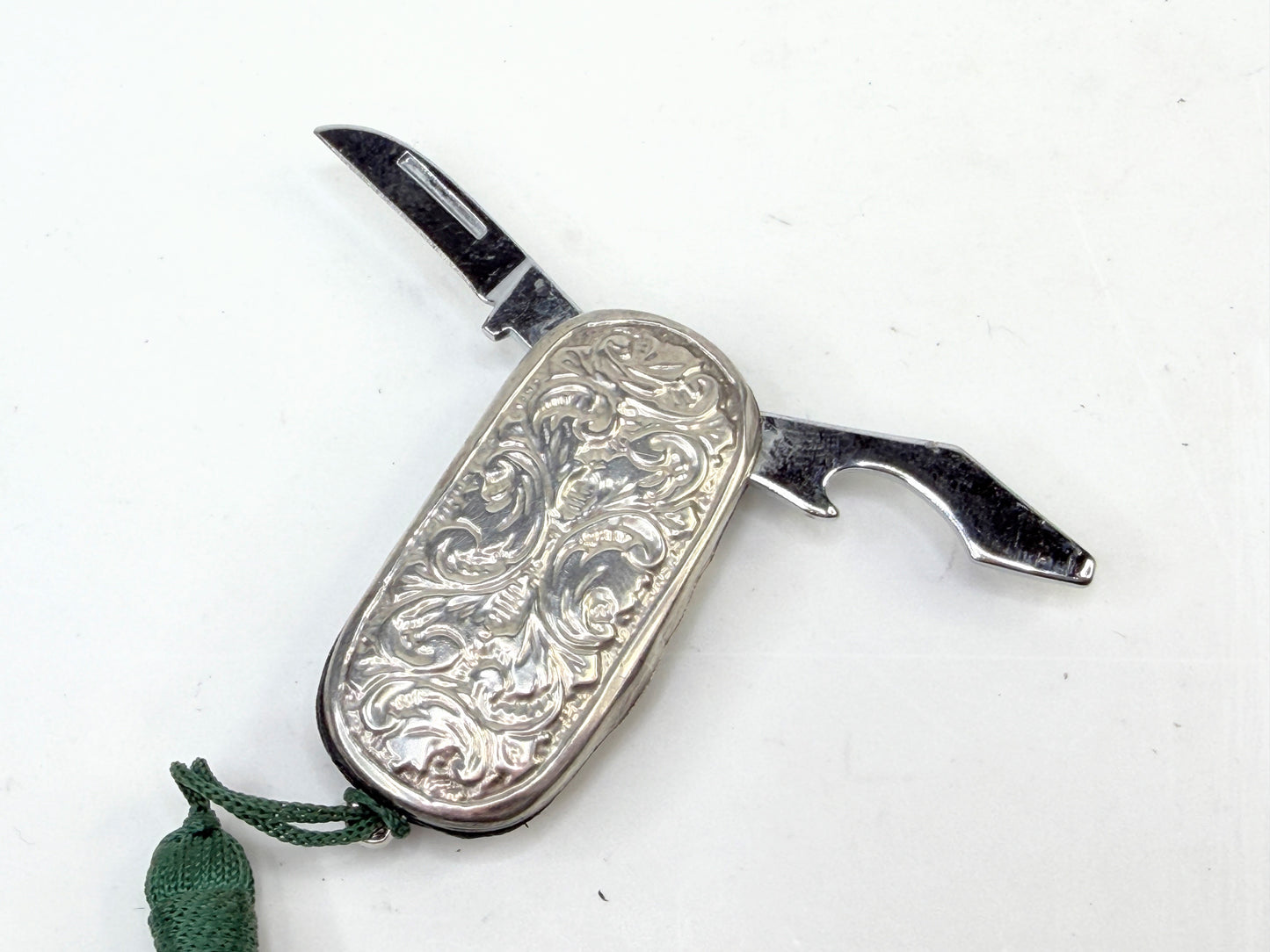 Vintage Italian Sterling Silver Pocket Knife Engraved 925 2in SS273