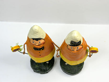Lori Mitchell Corny & Candie Retired Halloween Candy Corn Pair Boxed A1314
