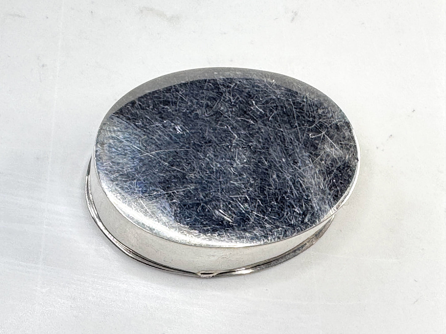 Vintage Sterling Silver Double Compartment Oval Pill Trinket Box SS360