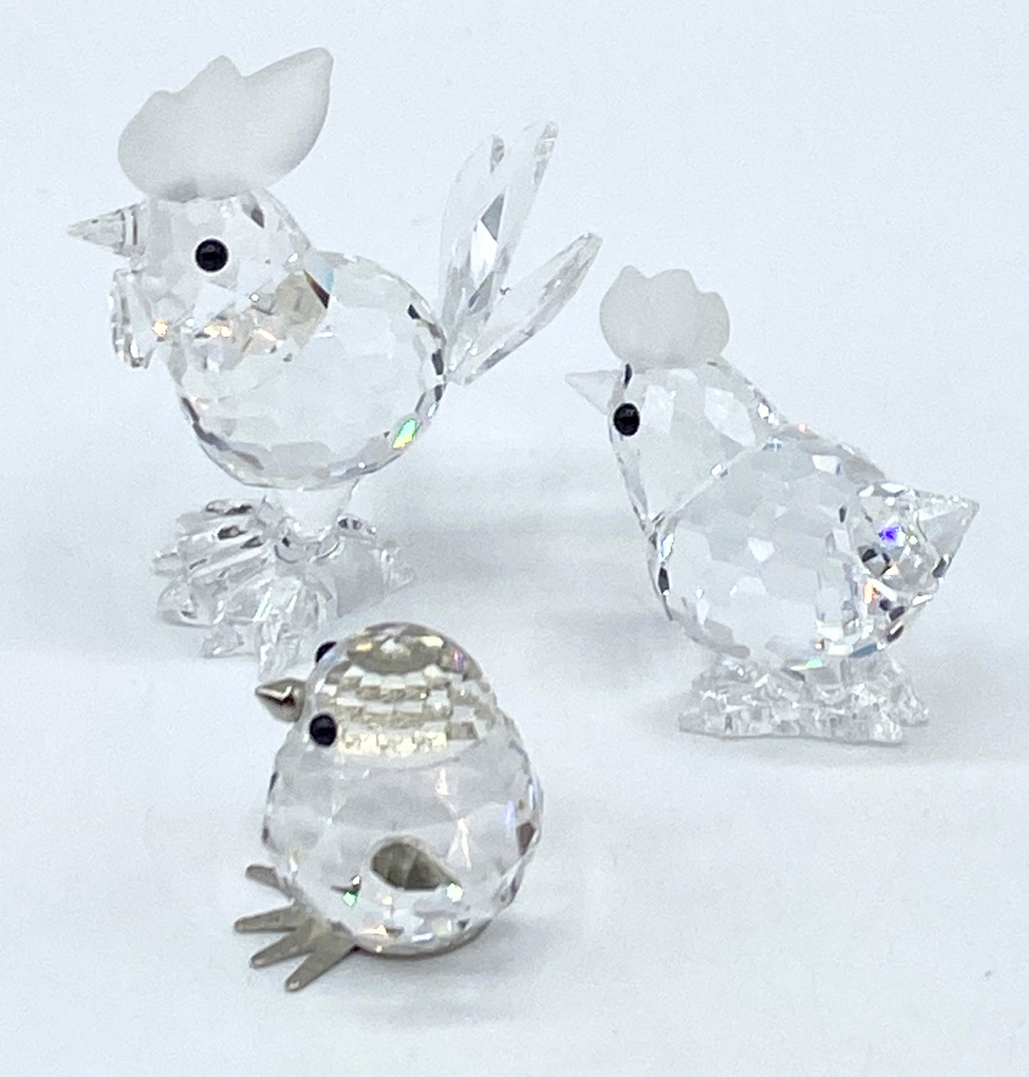 Swarovski crystal figurine Rooster, Hen and chick family of 5 MIB S42