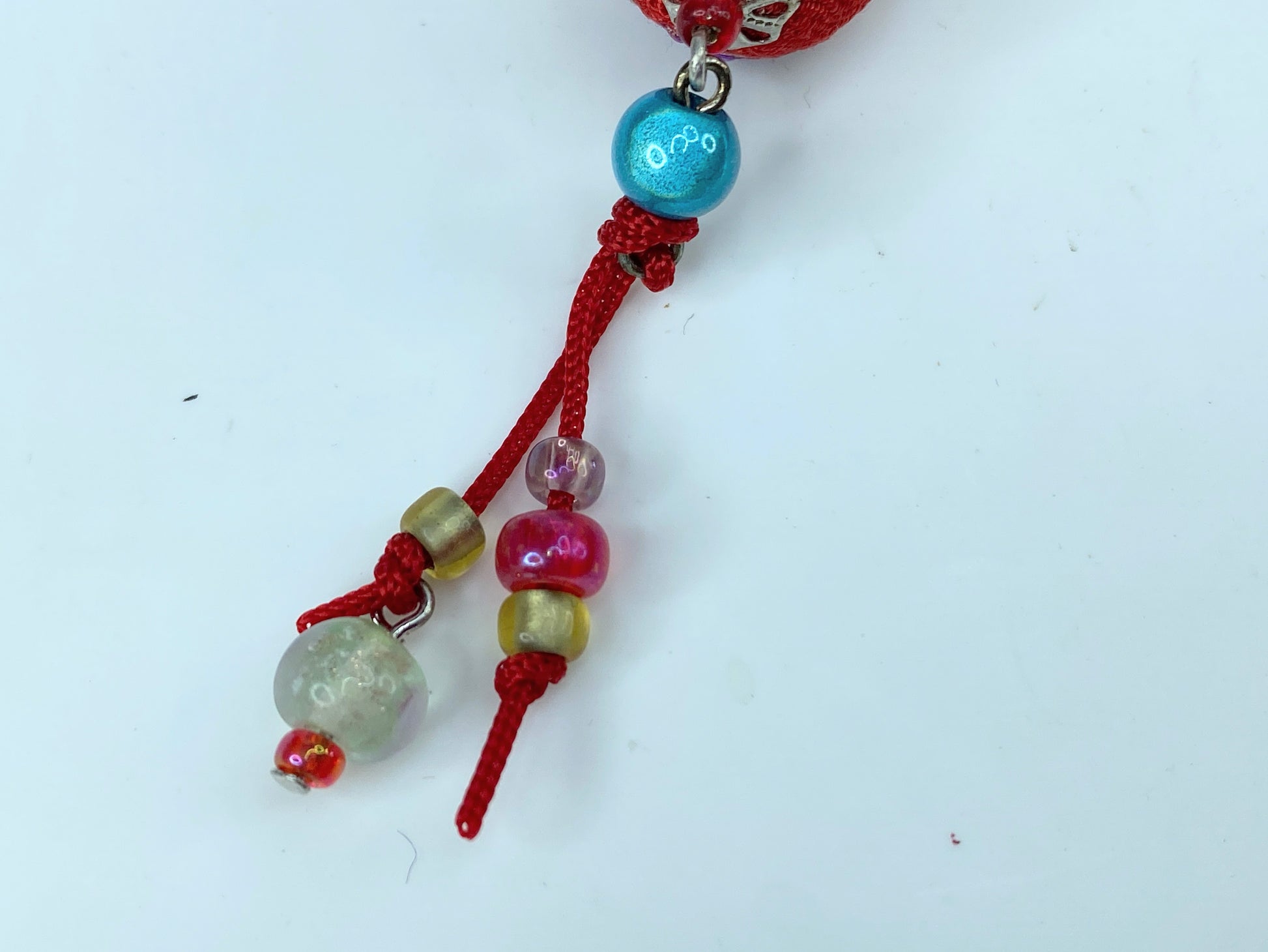 Rare Japanese Lacque black wooden Chirima ball crystal blue bead hairpin GS515
