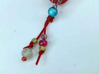 Rare Japanese Lacque black wooden Chirima ball crystal blue bead hairpin GS515