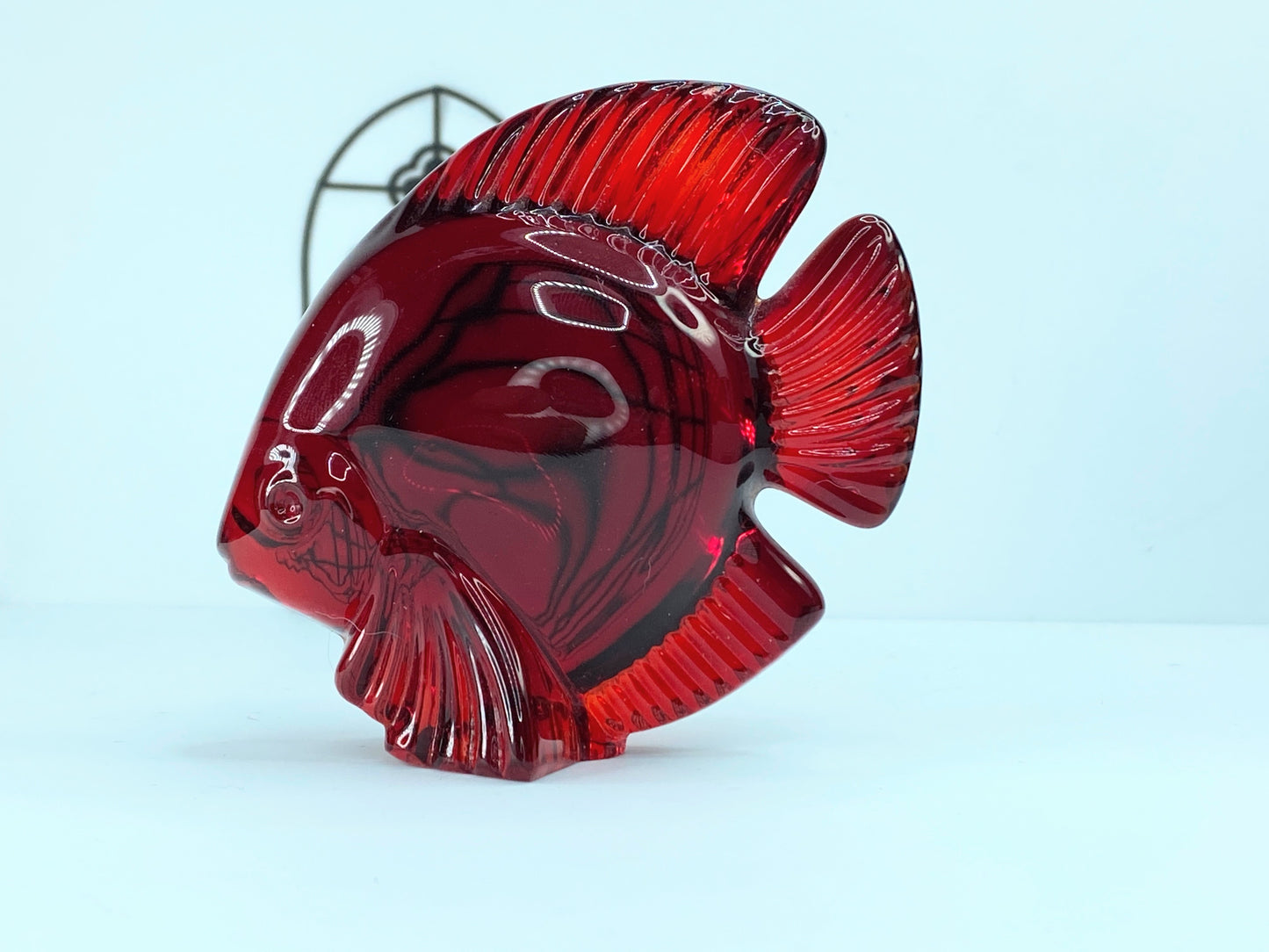 Daum French red crystal figure of a swimming fish
