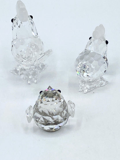 Swarovski crystal figurine Rooster, Hen and chick family of 5 MIB S42