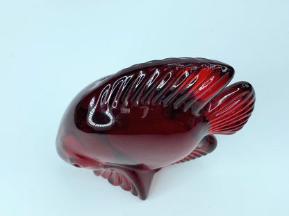 Daum French red crystal figure of a swimming fish