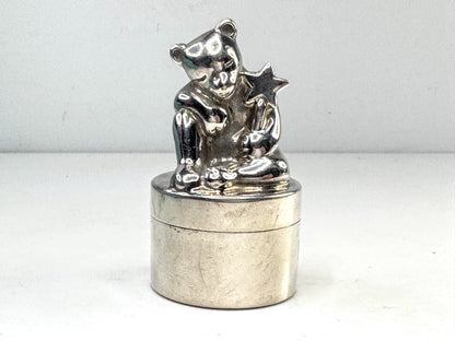 Tiffany & Co. Vintage Teddy Bear Sterling Silver Pill Box Case 55x30mm SS362