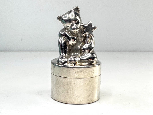 Tiffany & Co. Vintage Teddy Bear Sterling Silver Pill Box Case 55x30mm SS362