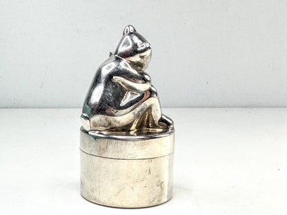 Tiffany & Co. Vintage Teddy Bear Sterling Silver Pill Box Case 55x30mm SS362