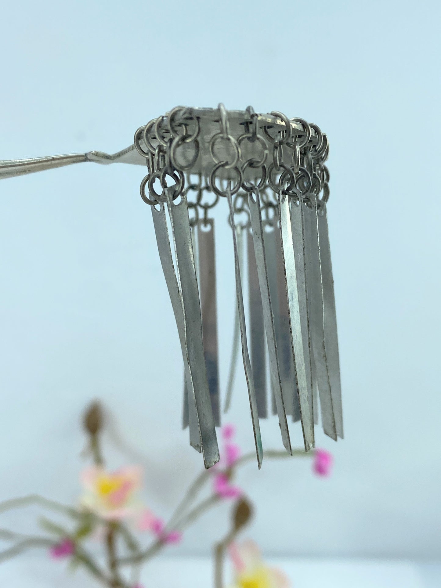 Silver Metal Kanzashi Ogi Bira Traditional Hair Accessory Nihongami GS516