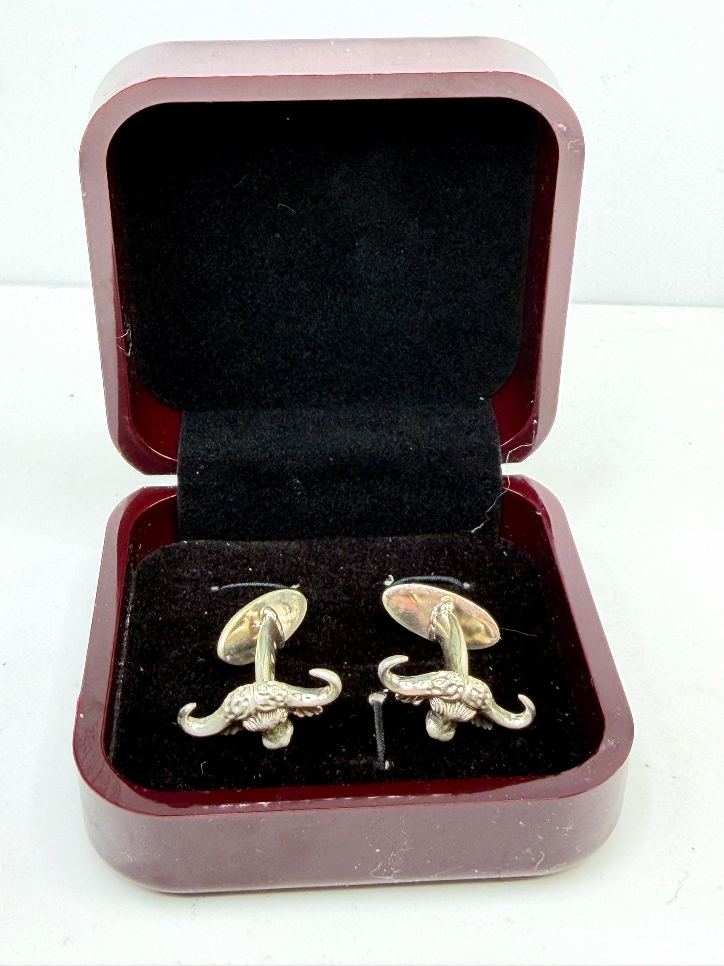 Vintage Italian Sterling Silver Longhorn Bull Head Cufflinks 925 S274