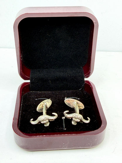 Vintage Italian Sterling Silver Longhorn Bull Head Cufflinks 925 S274