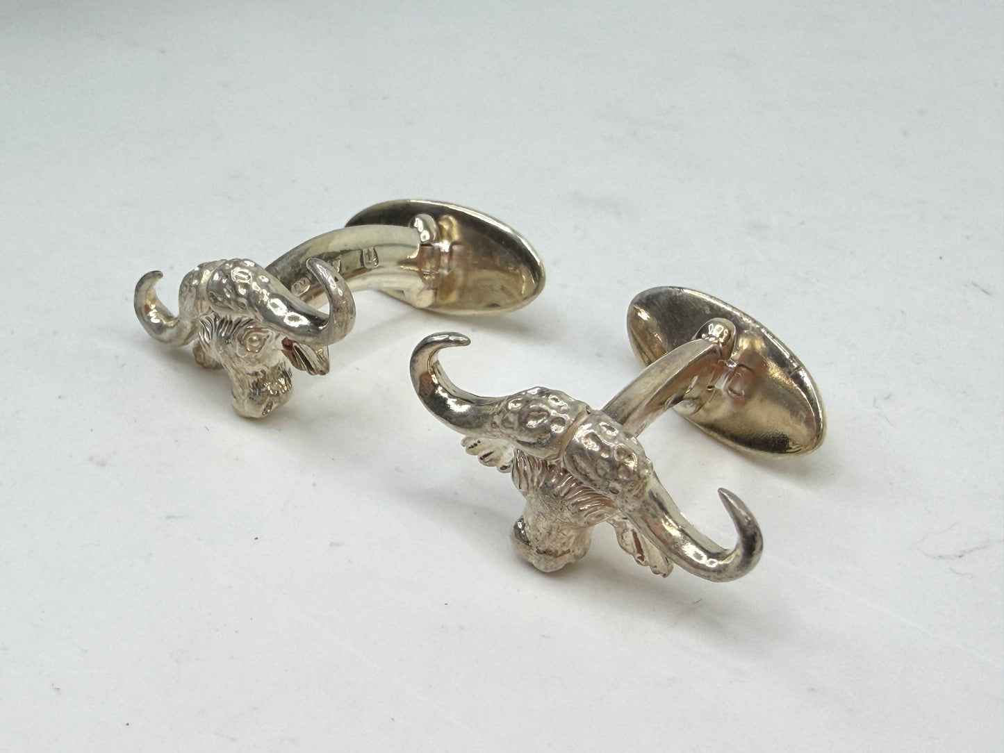 Vintage Italian Sterling Silver Longhorn Bull Head Cufflinks 925 S274