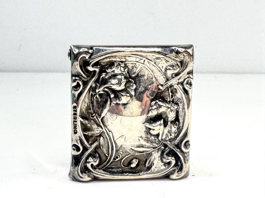 Antique Sterling Silver Art Nouveau Floral Trinket Pill Box SS365