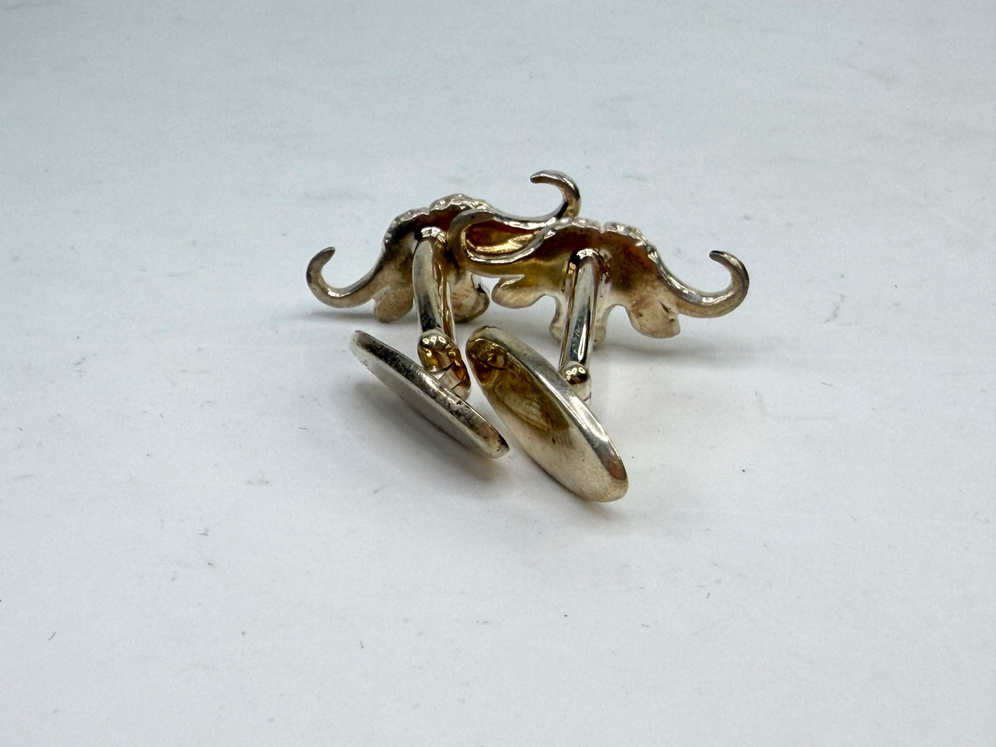 Vintage Italian Sterling Silver Longhorn Bull Head Cufflinks 925 S274